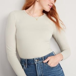 Off-White/Beige Long Sleeve Bodysuit